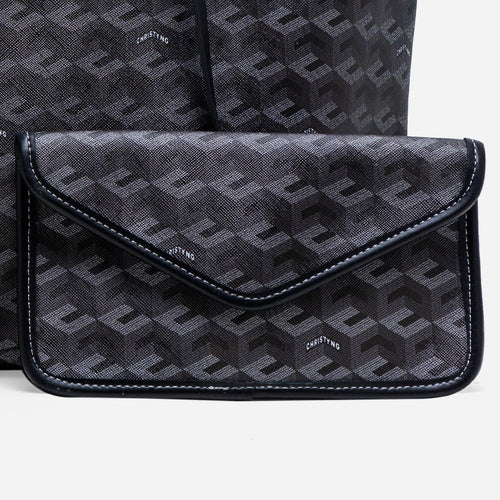 Russo Monogram Tote Bag - Spacious Coated Canvas Shopper with Detachable Pouch