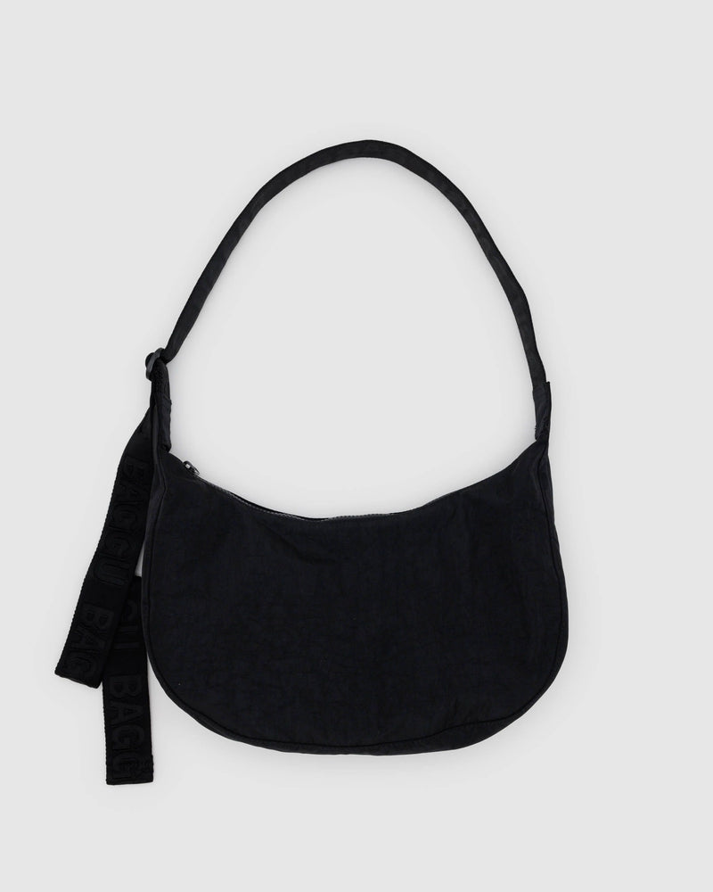 Chic & Spacious: Medium Nylon Crescent Bag for Everyday Adventures
